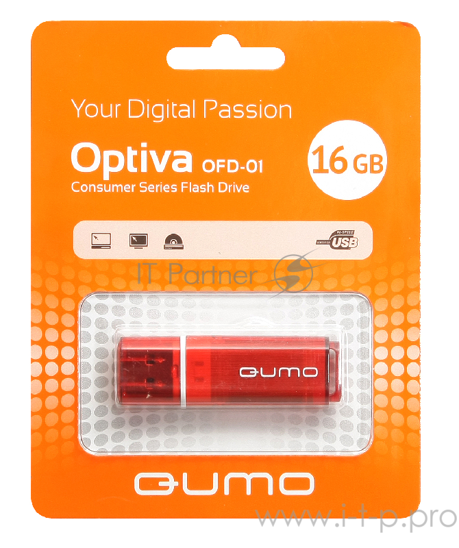 Носитель информации USB 2.0 QUMO 16GB Optiva 01 Red QM16GUD-OP1-red