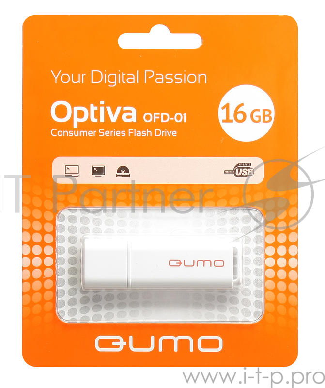 Носитель информации USB 2.0 QUMO 16GB Optiva 01 White QM16GUD-OP1-white