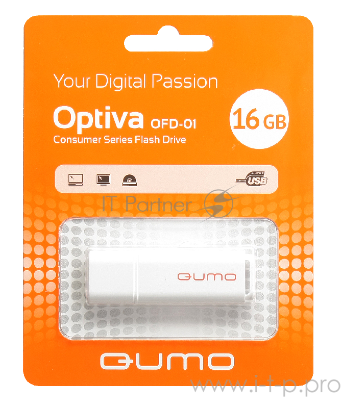 Носитель информации USB 2.0 QUMO 16GB Optiva 01 White QM16GUD-OP1-white