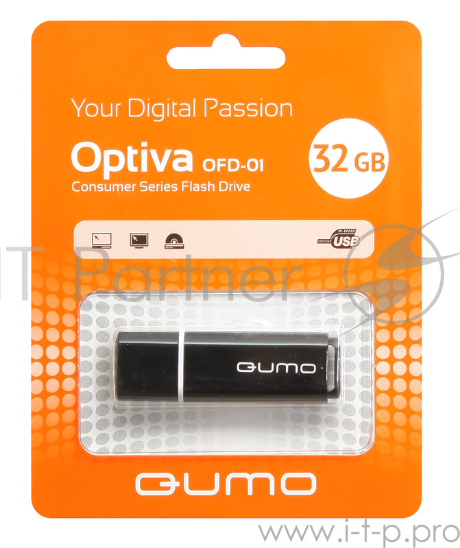 Носитель информации USB 2.0 QUMO 32GB Optiva 01 Black QM32GUD-OP1-black