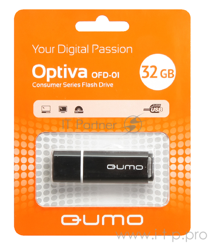 Носитель информации USB 2.0 QUMO 32GB Optiva 01 Black QM32GUD-OP1-black