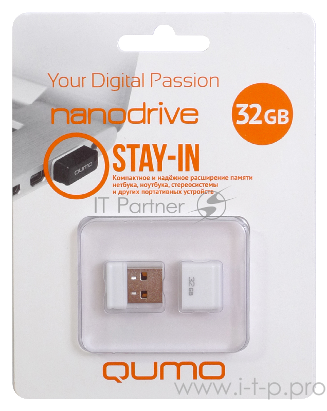 Носитель информации USB 2.0 QUMO 32GB NANO QM32GUD-NANO-W White