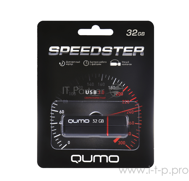 Носитель информации USB 3.0 QUMO 32GB Speedster QM32GUD3-SP-black