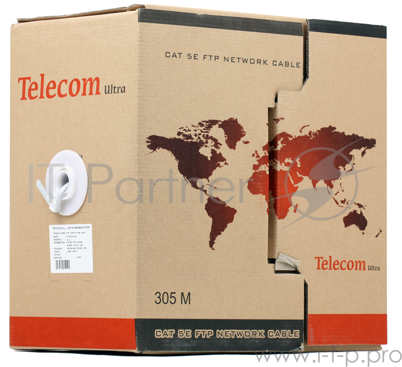 Кабель Telecom Кабель Ultra FTP кат. 5е 4 пары (305м) (0.48mm) CCA серый TFS44050E