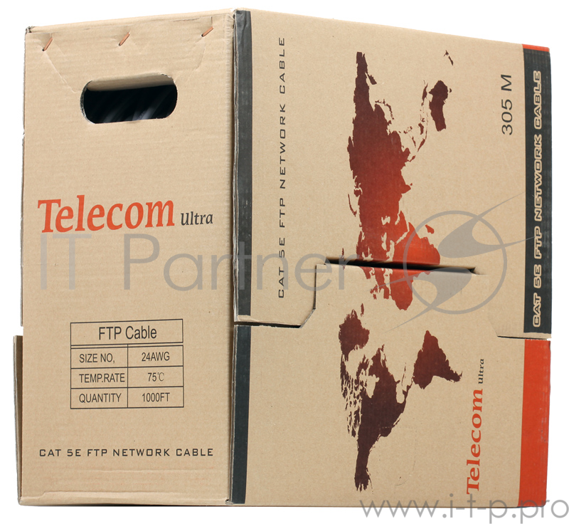 Кабель Telecom Кабель Ultra FTP кат. 5е 4 пары (305м) (0.48mm) CCA серый TFS44050E