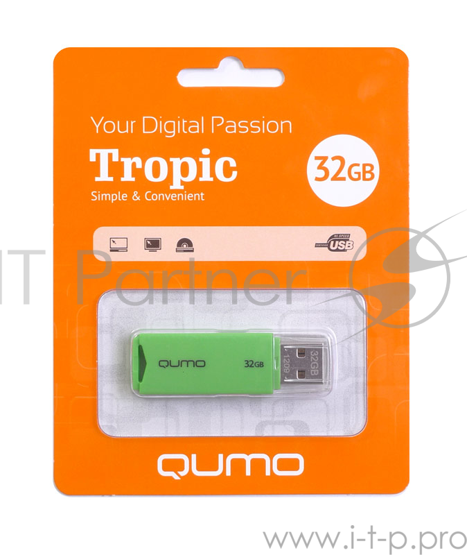 Носитель информации USB 2.0 QUMO 32GB Tropic Green QM32GUD-TRP-Green