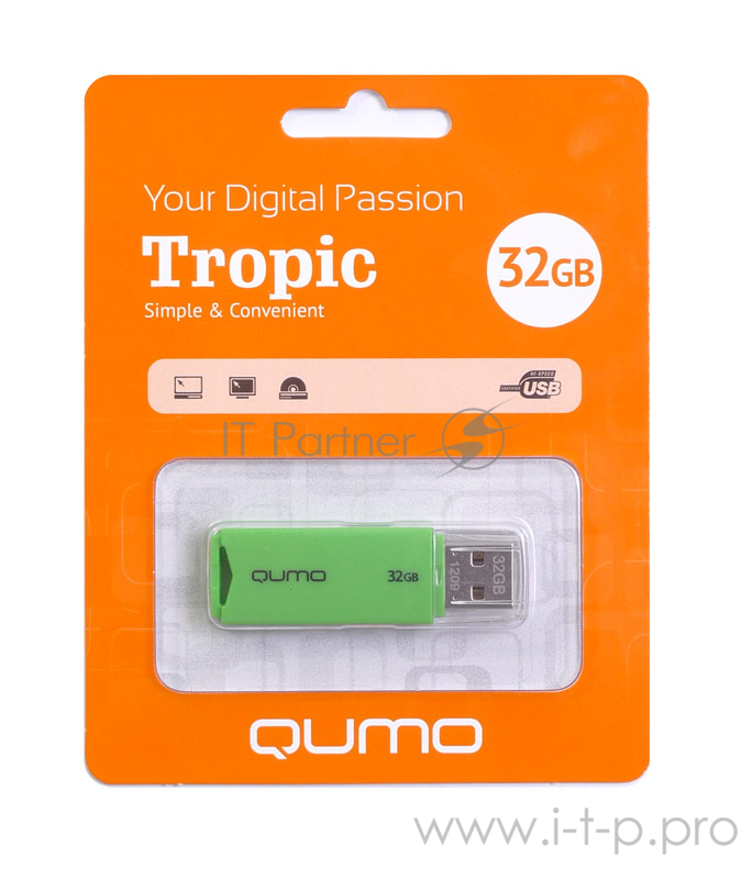 Носитель информации USB 2.0 QUMO 32GB Tropic Green QM32GUD-TRP-Green