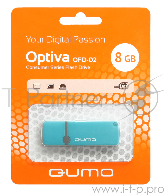 Носитель информации USB 2.0 QUMO 8GB Optiva 02 Blue QM8GUD-OP2-blue