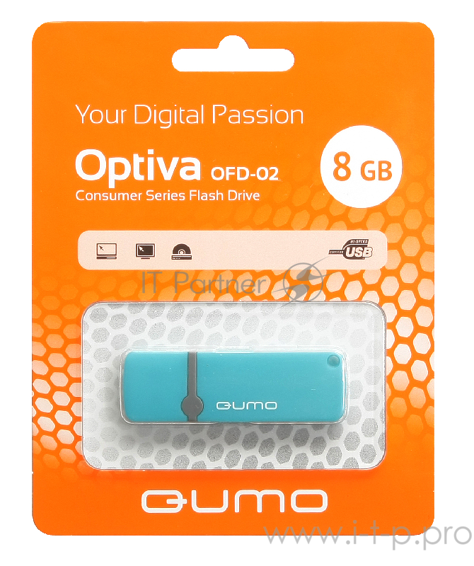 Носитель информации USB 2.0 QUMO 8GB Optiva 02 Blue QM8GUD-OP2-blue