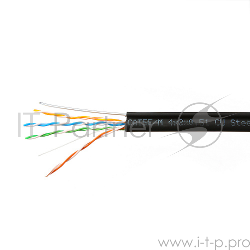 Кабель SkyNet Premium UTP outdoor 4x2x0,51 на тросу, медный, FLUKE TEST, кат.5e, однож., 305 м, на катушке, черный