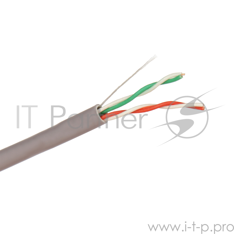 Кабель UTP 2 пары кат.5e Exegate CCA, бухта 305м, серый, PVC