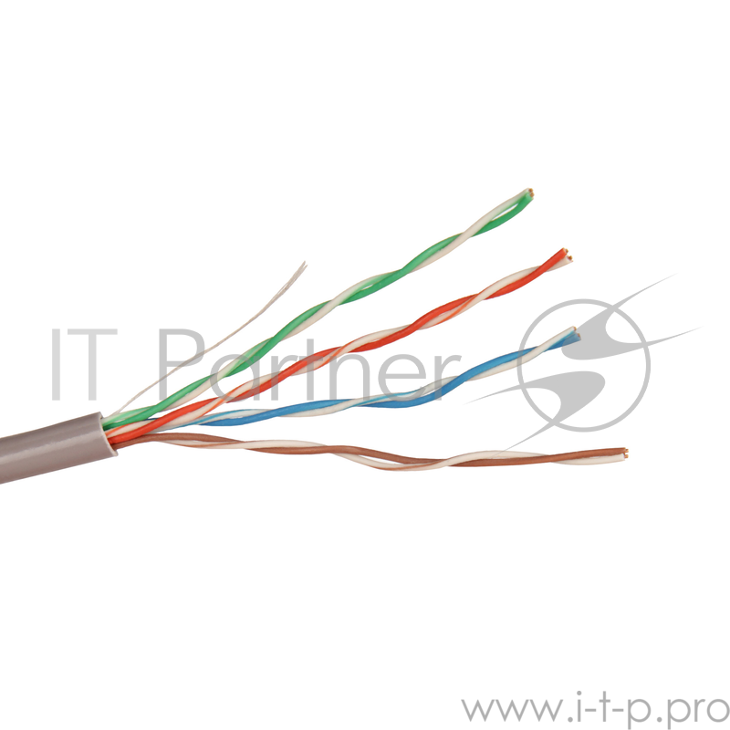 Кабель UTP 4 пары кат.5e Exegate чистая 100% медь, бухта 305м, серый, PVC