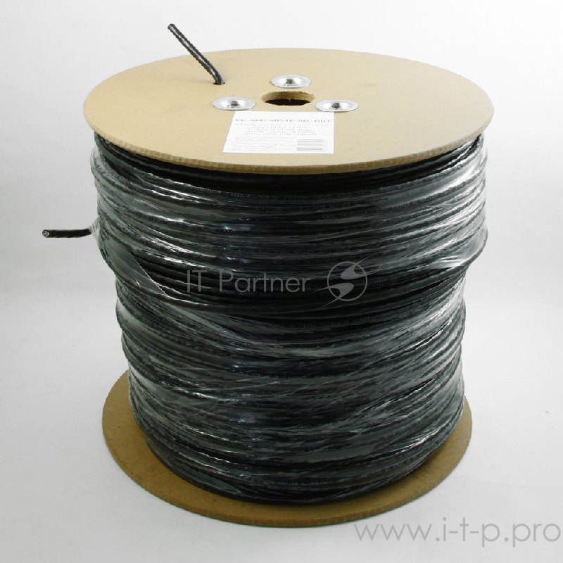 Кабель Cablexpert, FTP5e, 4 пары, 0.52 мм, медь, однож., экран, 305 м, для внешней прокладки, Fluke Test, черный