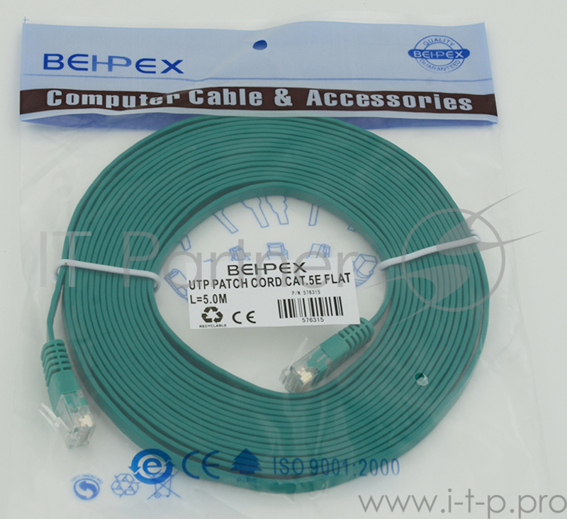 Сетевое оборудование Patchcord литой 5E Copper FLAT 5m