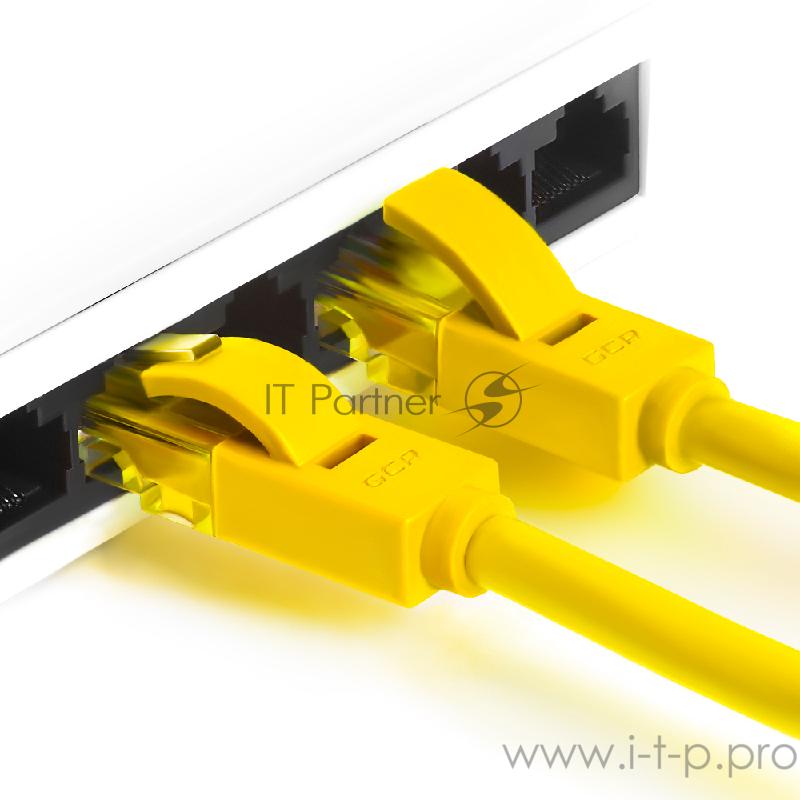 Патч-корд Greenconnect Патч-корд UTP прямой 10m AWG24 кат.5е, RJ45, медь, литой (Желтый), пластик пакет (GCR-LNC02-10.0m)