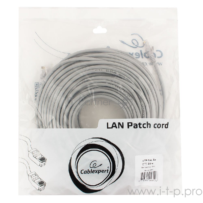 Патч-корд UTP Gembird кат.5e, 30м, литой, многожильный, RJ45