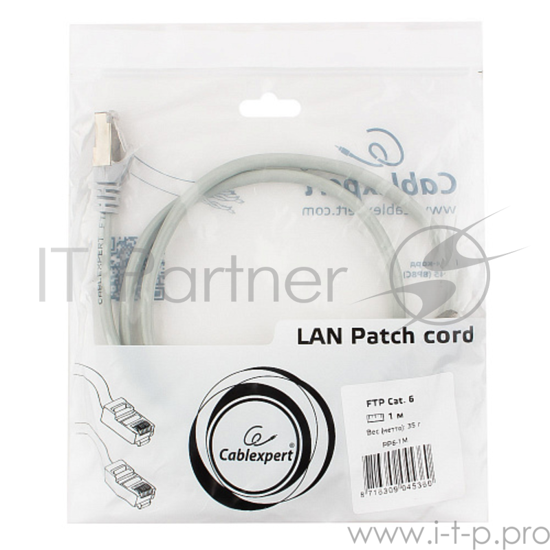 Патч-корд FTP Gembird PP6-1m кат.6, 1м, литой, многожильный