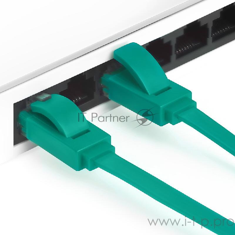 Патч-корд Greenconnect Патч-корд плоский прямой PROF 2.0m UTP медь, кат.6, зеленый, позолоченные контакты, 30 AWG, Premium ethernet high speed 10 Гбит/с, RJ45, T568B (GCR-LNC625-2.0m)