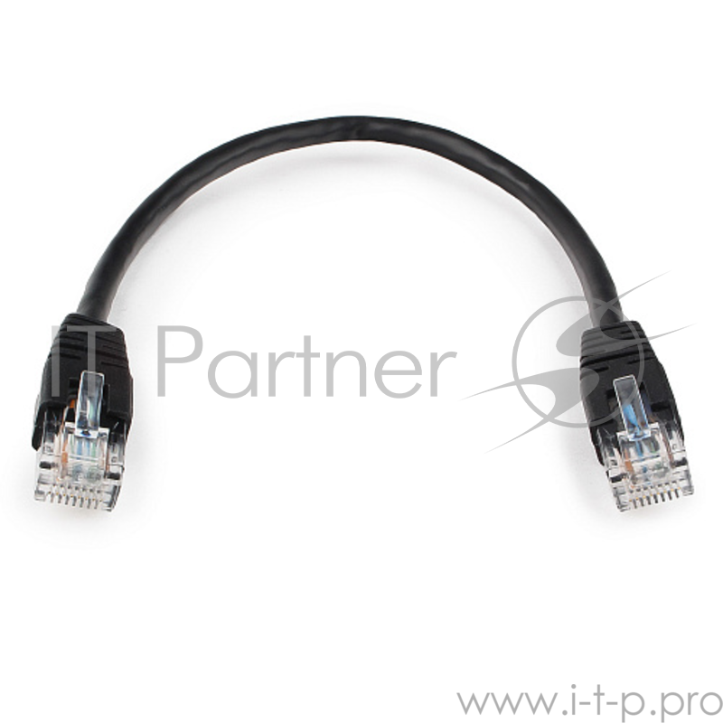 Патч-корд UTP Cablexpert PP6U-0.25M/BK кат.6, 0.25м, литой, многожильный (чёрный)