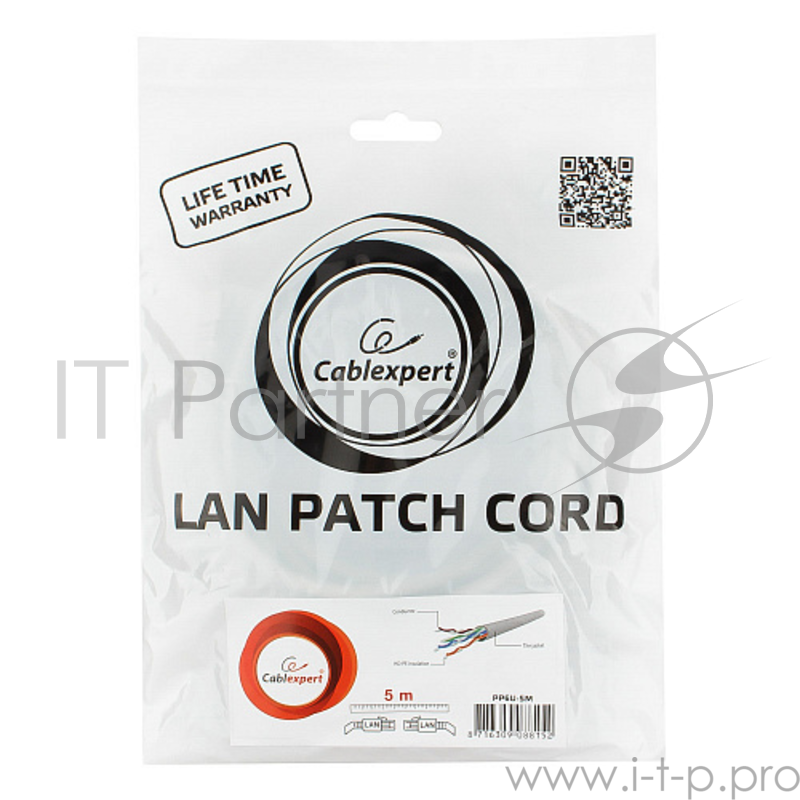 Патч-корд UTP Cablexpert кат.6, 5м, литой, многожильный (серый)