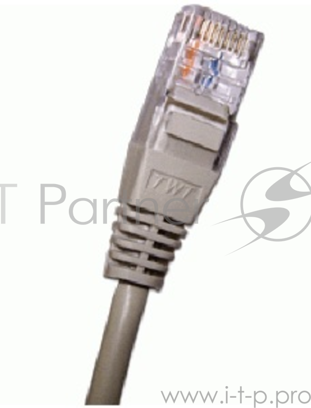 Патч-корд 2-х парный TWT UTP кат.5e, с заливными колпачками, 1.0 м, серый