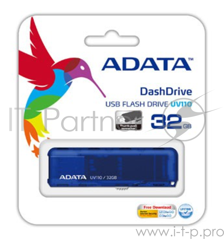 Носитель информации A-DATA Flash Drive 32Gb UV110 AUV110-32G-RBL {USB2.0, Blue}