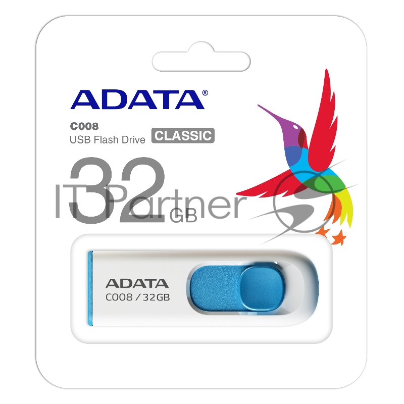Носитель информации A-DATA Flash Drive 32Gb C008 AC008-32G-RWE {USB2.0, белый}