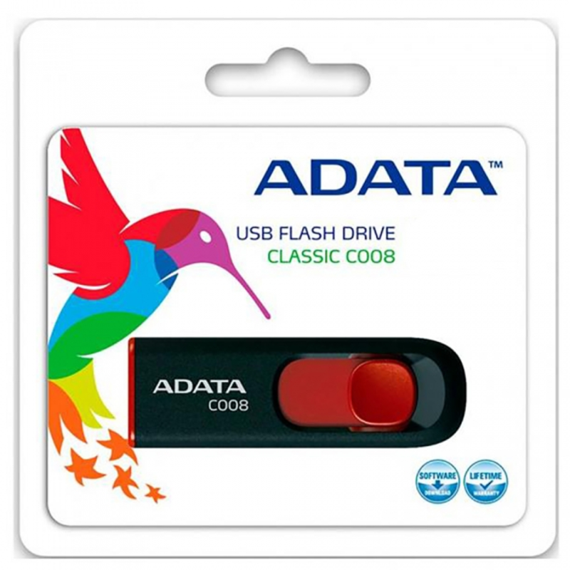 Носитель информации A-DATA Flash Drive 32Gb С008 AC008-32G-RKD {USB2.0, Black-Red}