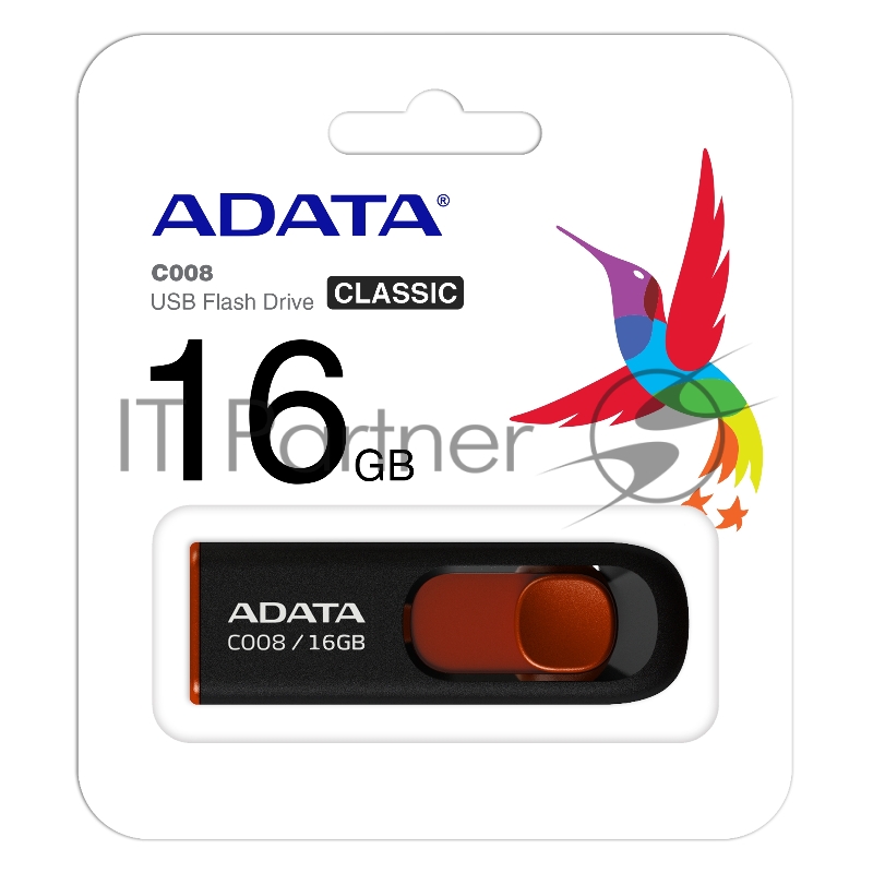 Носитель информации A-DATA Flash Drive 16Gb С008 AC008-16G-RKD {USB2.0, Black-Red}