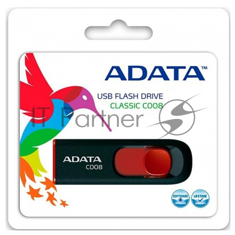 Носитель информации A-DATA Flash Drive 16Gb С008 AC008-16G-RKD {USB2.0, Black-Red}