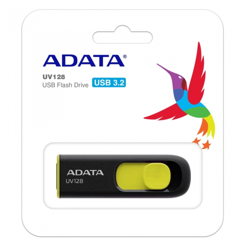 Носитель информации A-DATA Flash Drive 16Gb UV128 AUV128-16G-RBY {USB3.0, Black-Yellow}