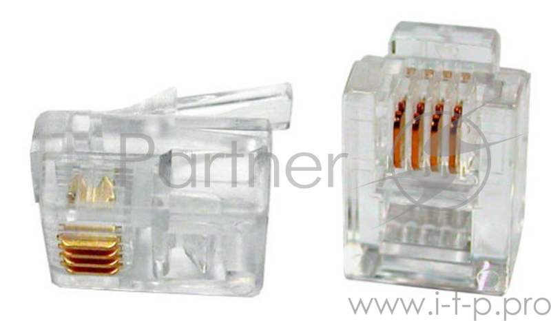 Коннектор телефонный RJ11, 4P4C, 100 шт.