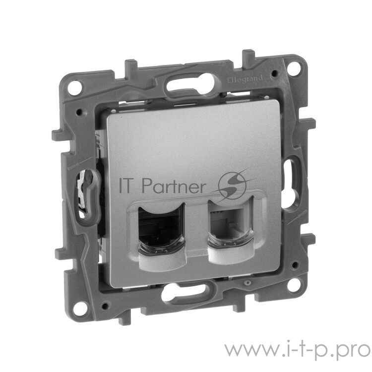 Розетка RJ11+RJ45 кат. 5 UTP, алюминий ETIKA