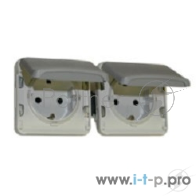 Электроустановочные изделия Legrand Legrand 69576 Блок горизонтальный из 2-х розеток с заземлением Plexo (серый)