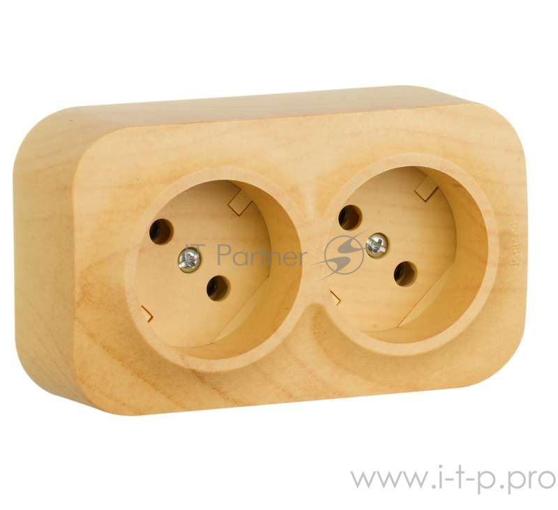 Электроустановочные изделия Legrand Legrand 782272 Розетка двойная без заземления без шторок (Дерево)