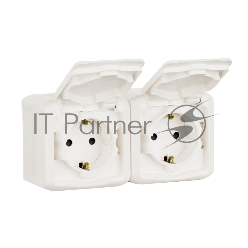 Электроустановочные изделия Legrand Legrand 782323 Розетка двойная с заземлением без шторок IP44 (Белый)