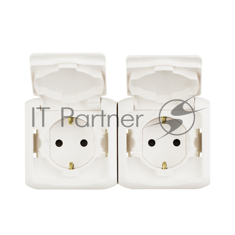 Электроустановочные изделия Legrand Legrand 782323 Розетка двойная с заземлением без шторок IP44 (Белый)