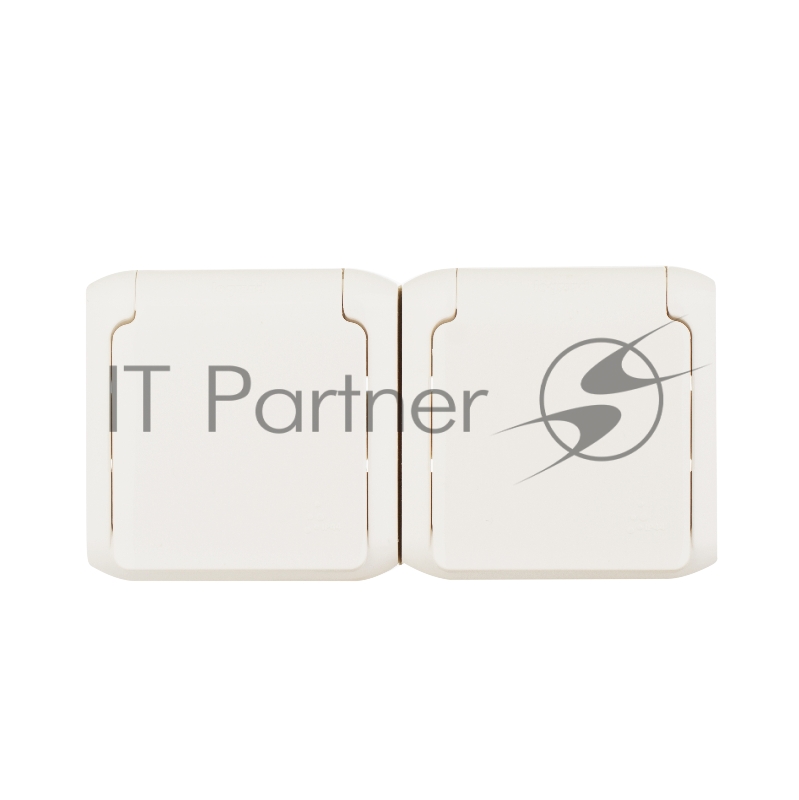 Электроустановочные изделия Legrand Legrand 782323 Розетка двойная с заземлением без шторок IP44 (Белый)