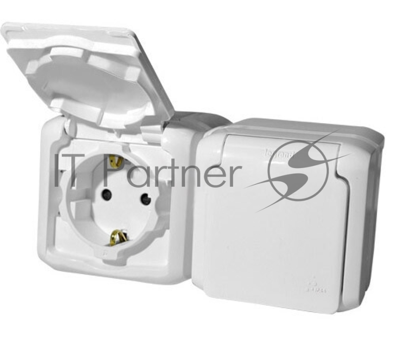 Электроустановочные изделия Legrand Legrand 782323 Розетка двойная с заземлением без шторок IP44 (Белый)