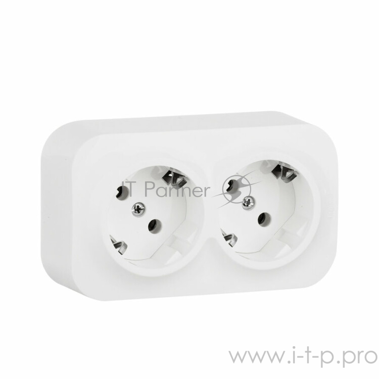 Электроустановочные изделия Legrand Legrand 782213 Розетка двойная с заземлением без шторок (Белая)