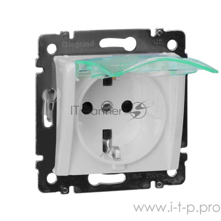 Электроустановочные изделия Legrand Legrand 774220 Розетка Valena влагозащищенная IP44 с заземлением с крышкой и защитными шторками (белая)