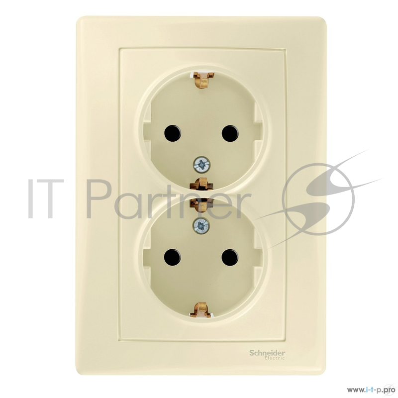 Розетка двойная c з/к, без шт, бежевый Розетка двойная c з/к, без шт, бежевый