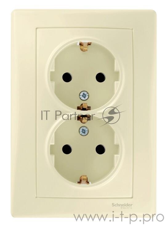 Розетка двойная с з/к шторки, беж Розетка двойная с з/к шторки, беж