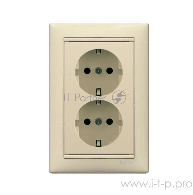 Электроустановочные изделия Legrand Legrand 774370 Розетка двойная (моноблок) Valena с заземлением (слоновая кость)