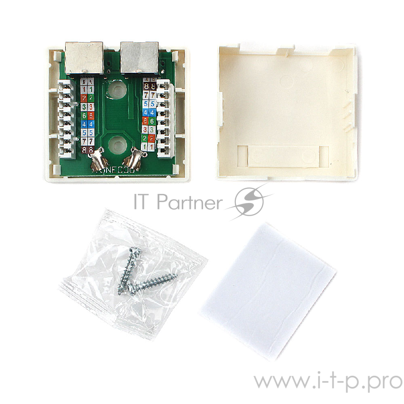 Монтажное оборудование Розетка GEMBIRD NAS214 RJ-45 кат.STP 5e внешняя экранированная 2 порта, 110&Krone