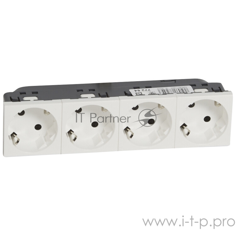 Розетка электр. 4Х2К с зазем., н.ст. 45° белая Mosaic