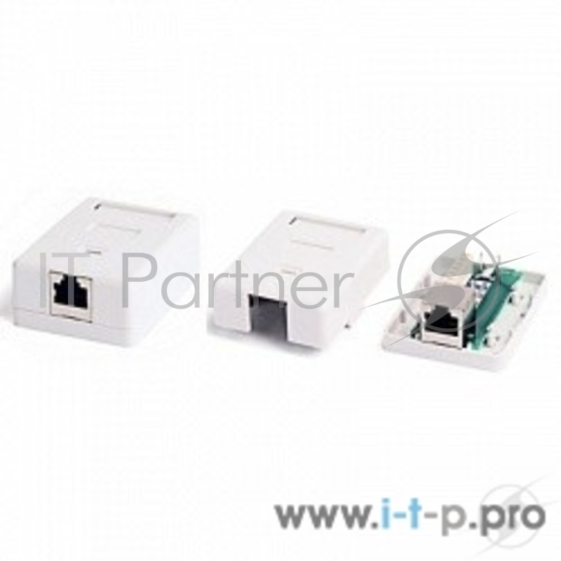 Монтажное оборудование Hyperline SB2-1-8P8C-C6-WH Розетка компьютерная RJ-45(8P8C), категория 6, одинарная, внешняя, Dual IDC.