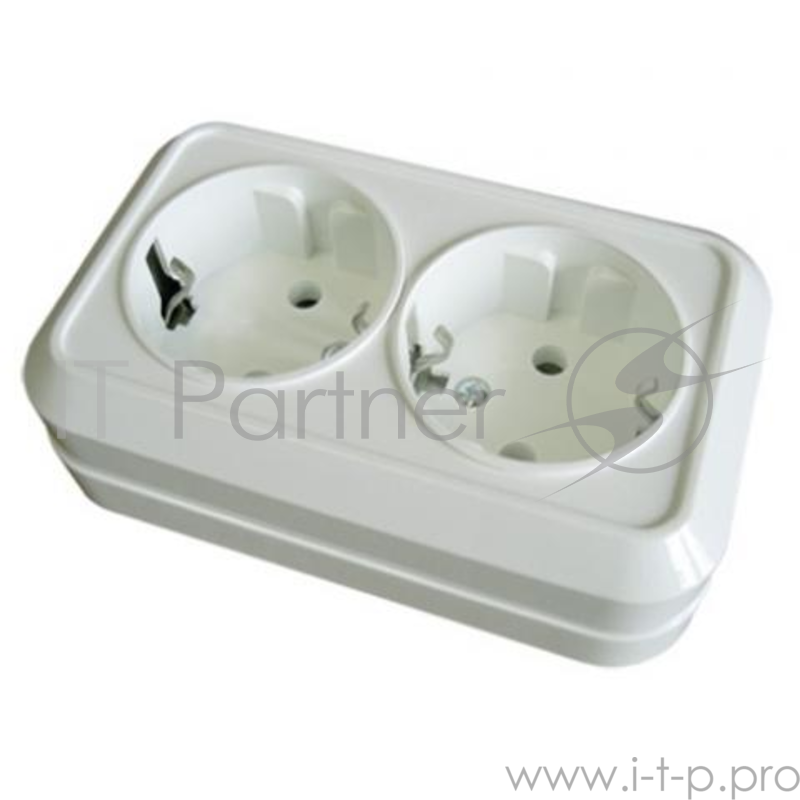 Розетка TDM SQ1801-0019 двойная 2П+3 открытой установки IP20 16А белая ''ладога''