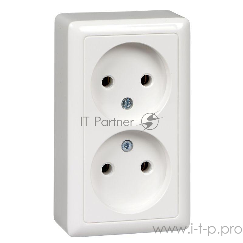 Розетка WESSEN RA16-237-B ХИТ белый 2-ая б/з 16А накладной монтаж