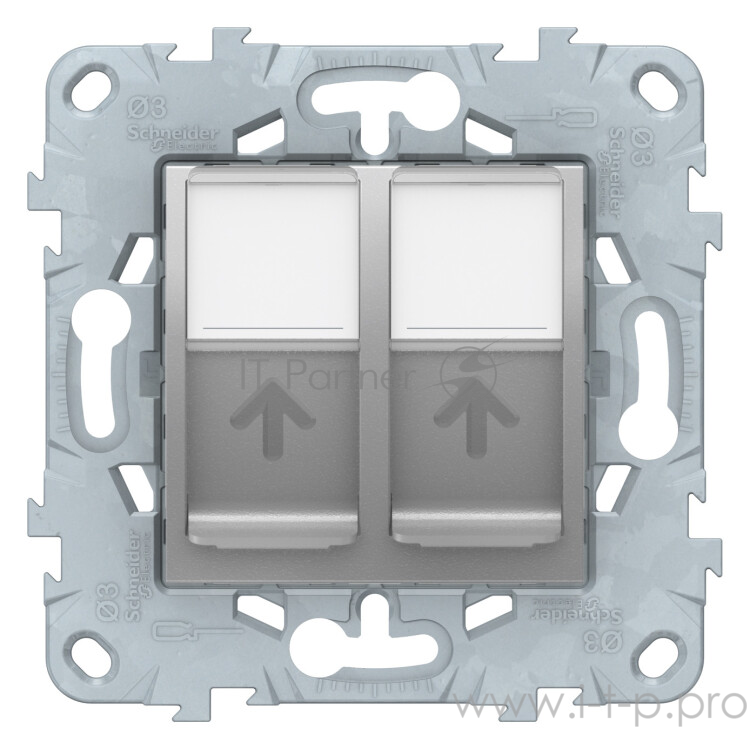 Unica розетка компьютерная, rj45, двойная, кат. 5е utp, алюминий Unica розетка компьютерная, rj45, двойная, кат. 5е utp, алюминий